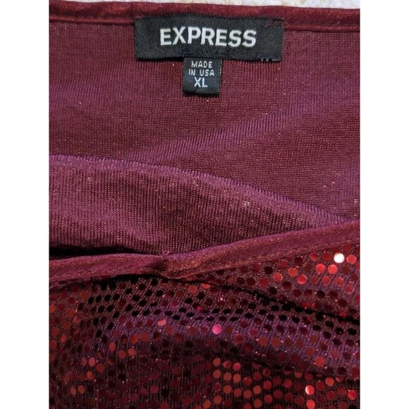 Express XL Burgundy Red Sequin Slip Dress Spaghetti Strap Holiday Party Dress - Picture 3 of 6